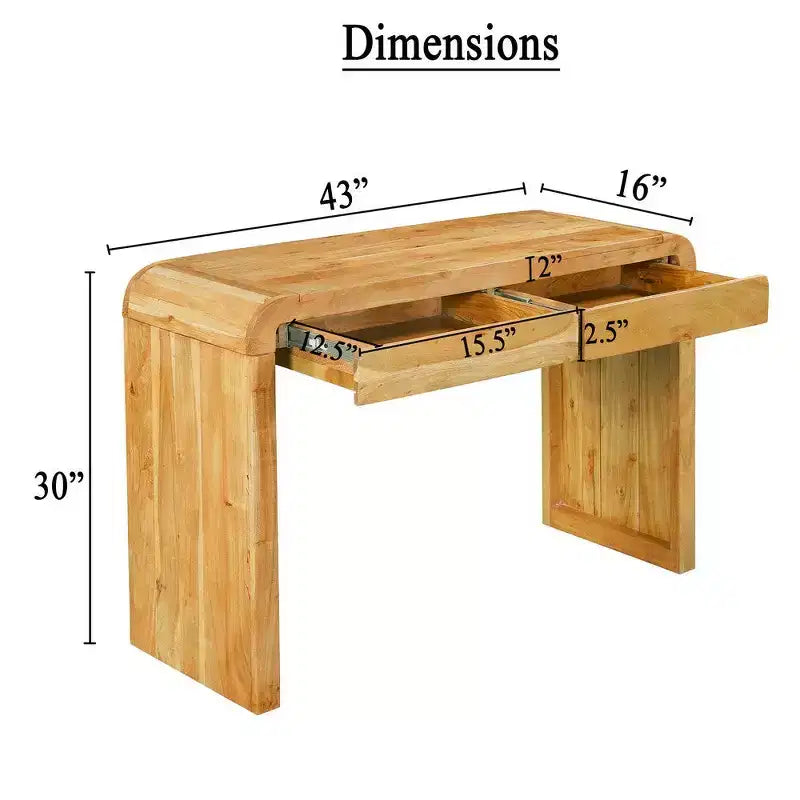 Royal Hampton Console Table | 43 Wide Top | Handcrafted Natural Acacia Wood | Dual Drawer Storage