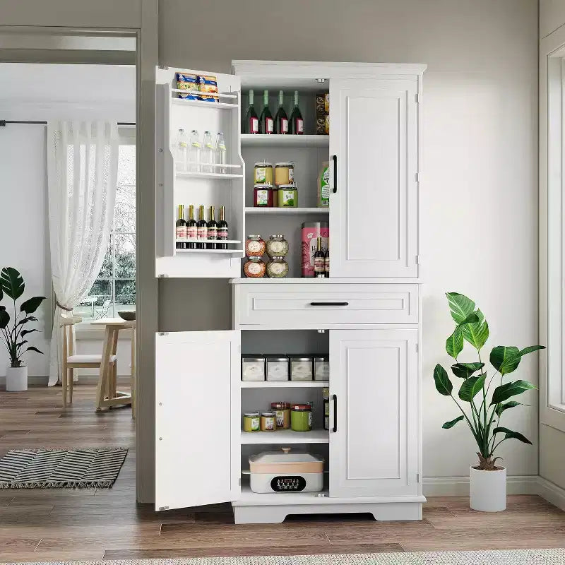 COZONY 72'' Tall Kitchen Pantry Cabinet with Drawer and Adjustable Shelves, Farmhouse Storage Cupboard for Dining Room or Laundry