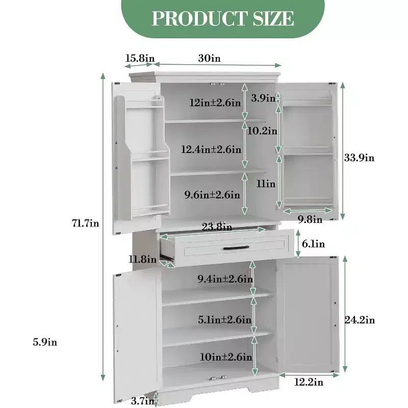 COZONY 72'' Tall Kitchen Pantry Cabinet with Drawer and Adjustable Shelves, Farmhouse Storage Cupboard for Dining Room or Laundry