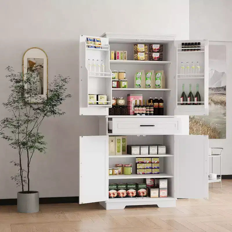 COZONY 72'' Tall Kitchen Pantry Cabinet with Drawer and Adjustable Shelves, Farmhouse Storage Cupboard for Dining Room or Laundry