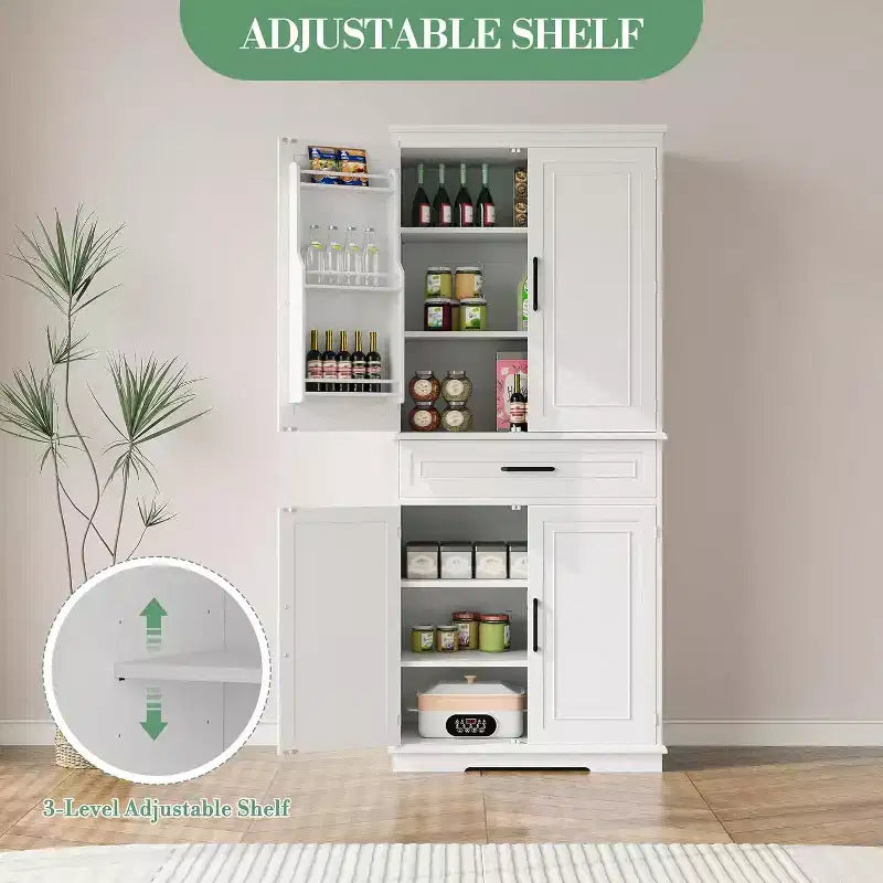 COZONY 72'' Tall Kitchen Pantry Cabinet with Drawer and Adjustable Shelves, Farmhouse Storage Cupboard for Dining Room or Laundry