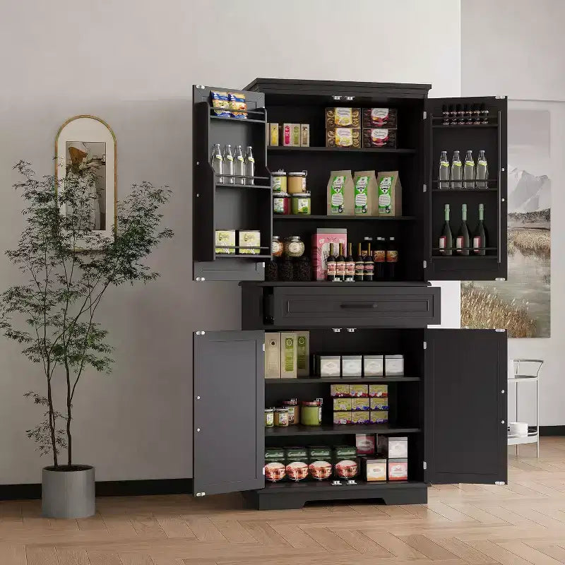 COZONY 72'' Tall Kitchen Pantry Cabinet with Drawer and Adjustable Shelves, Farmhouse Storage Cupboard for Dining Room or Laundry