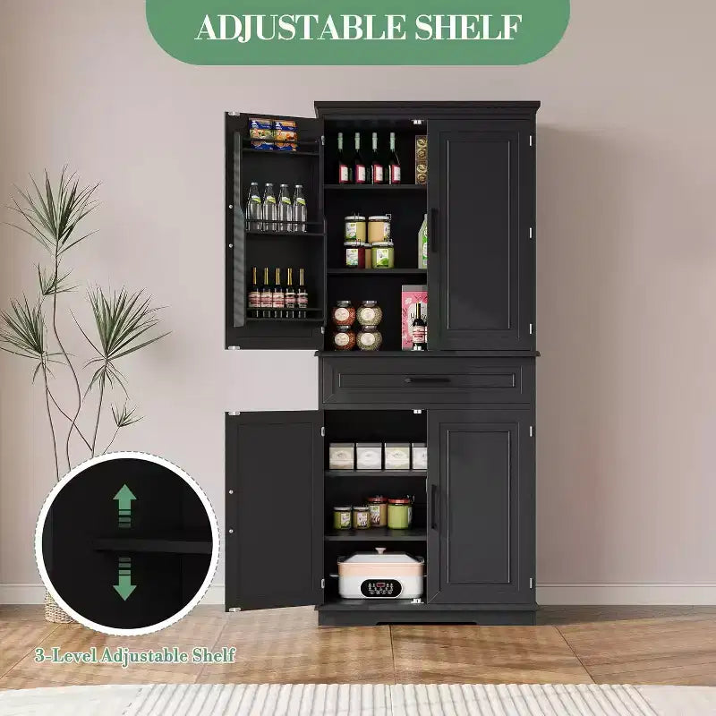 COZONY 72'' Tall Kitchen Pantry Cabinet with Drawer and Adjustable Shelves, Farmhouse Storage Cupboard for Dining Room or Laundry