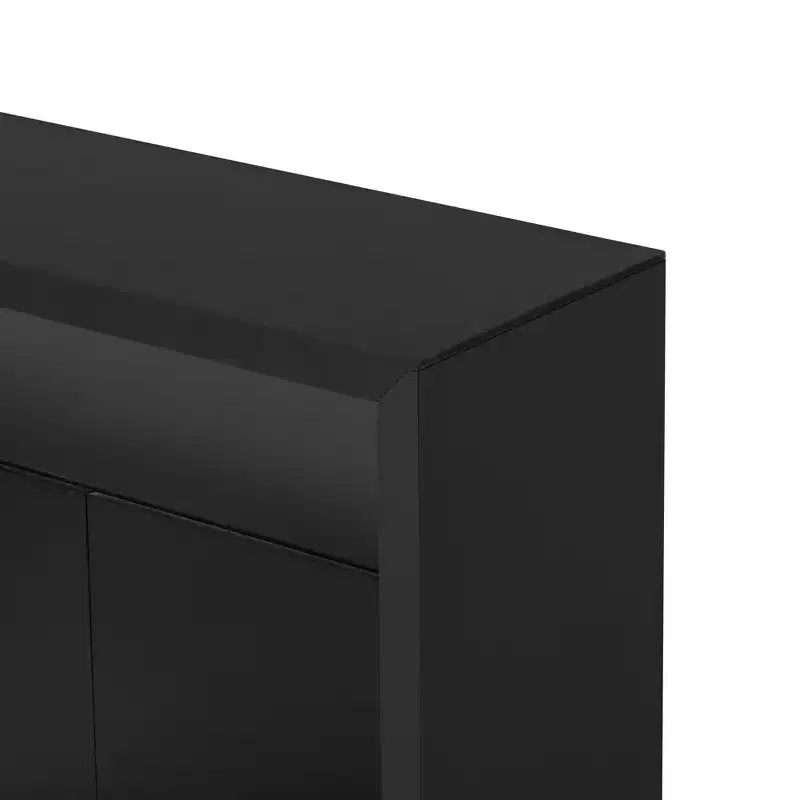 Luxystar Modern Sideboard Buffet Cabinet with 4 Door and Open Shelf Console Table, Black