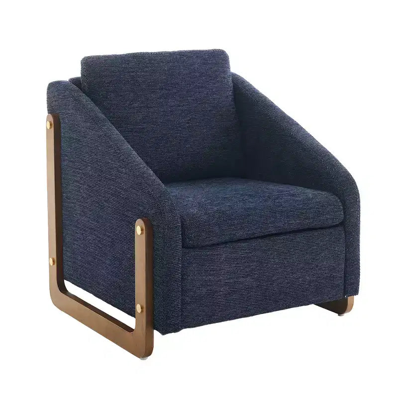 Zeus & Ruta Modern Chenille Fabric Modern Upholstered Armchair with Wooden Side Frame, Cushioned Seat & Backrest