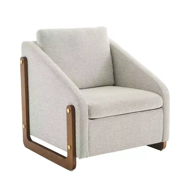 Zeus & Ruta Modern Chenille Fabric Modern Upholstered Armchair with Wooden Side Frame, Cushioned Seat & Backrest