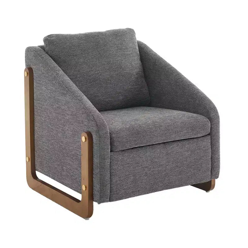 Zeus & Ruta Modern Chenille Fabric Modern Upholstered Armchair with Wooden Side Frame, Cushioned Seat & Backrest