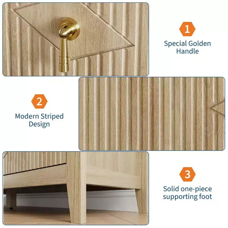 6 Drawer Dresser for Bedroom, 54W Wooden Chest of Drawers with Metal Handles, Fluted Clothes Storage Organizer, Dresser TV Stand for Hallway