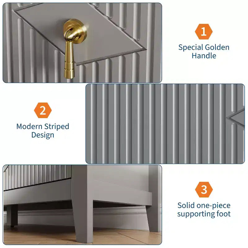 6 Drawer Dresser for Bedroom, 54W Wooden Chest of Drawers with Metal Handles, Fluted Clothes Storage Organizer, Dresser TV Stand for Hallway