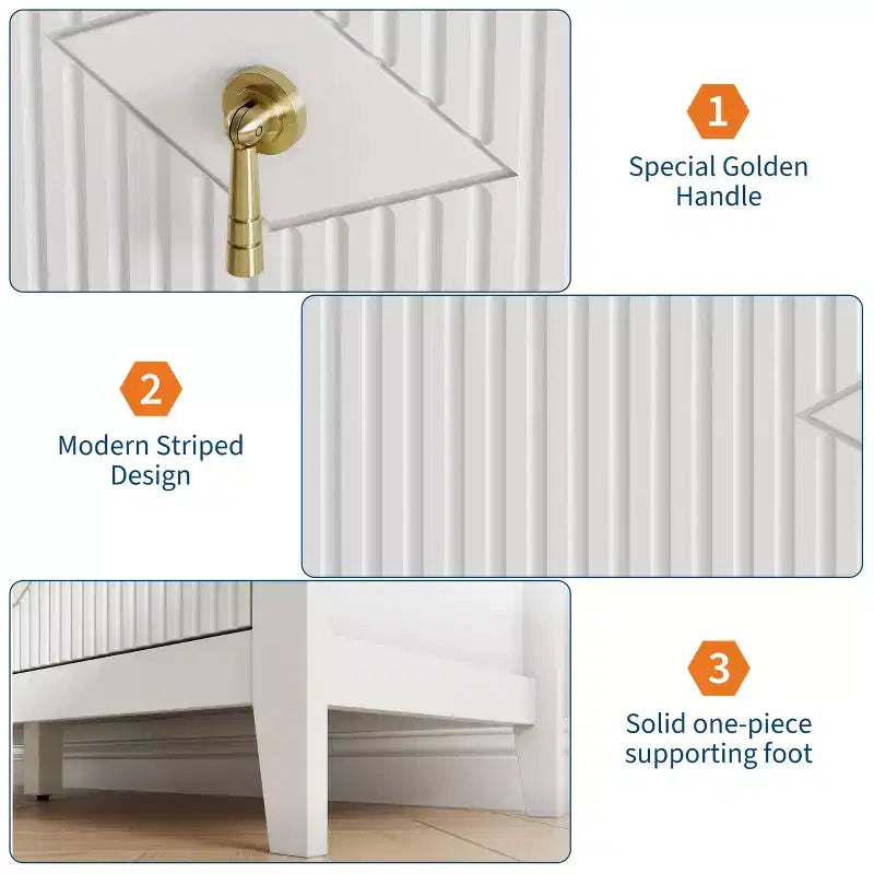 6 Drawer Dresser for Bedroom, 54W Wooden Chest of Drawers with Metal Handles, Fluted Clothes Storage Organizer, Dresser TV Stand for Hallway