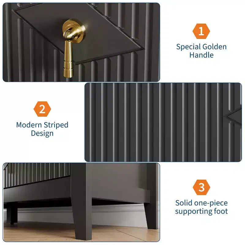 6 Drawer Dresser for Bedroom, 54W Wooden Chest of Drawers with Metal Handles, Fluted Clothes Storage Organizer, Dresser TV Stand for Hallway