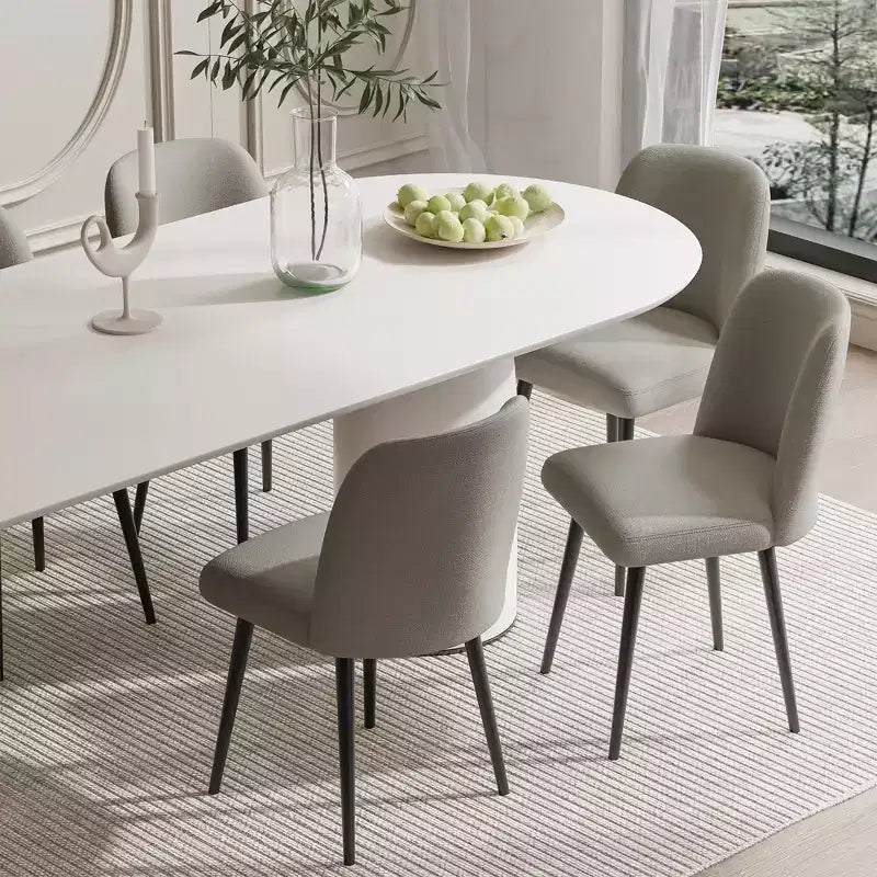 MAYEERTY Dining Chair Black Metal Leg Gray for Dining Room Kitchen