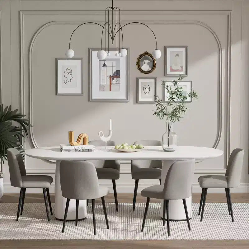 MAYEERTY Dining Chair Black Metal Leg Gray for Dining Room Kitchen