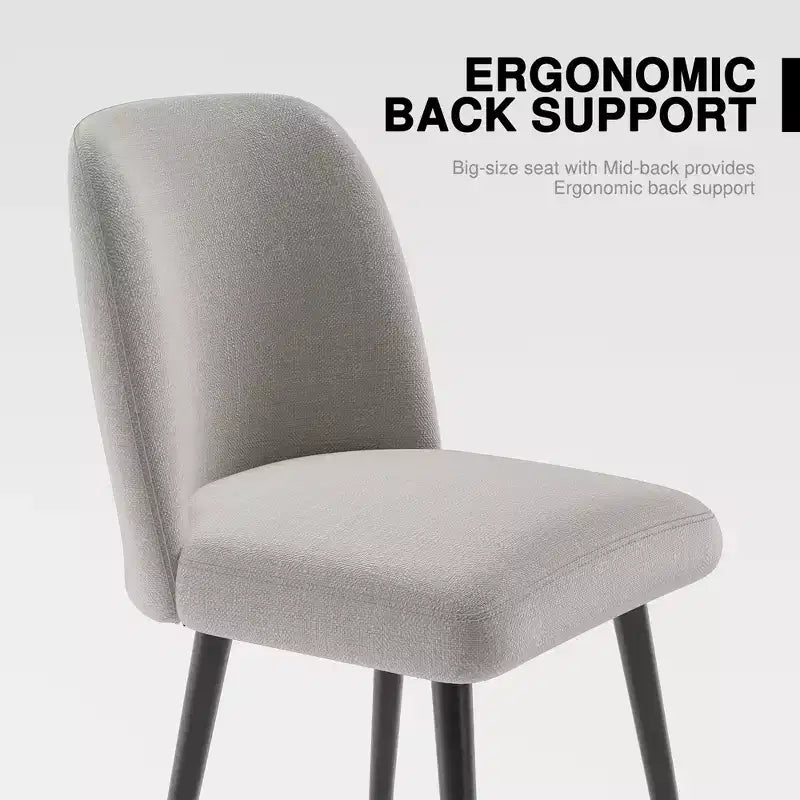 MAYEERTY Dining Chair Black Metal Leg Gray for Dining Room Kitchen