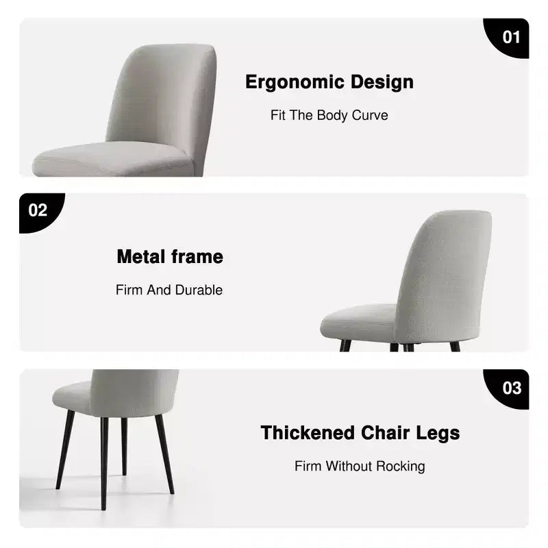 MAYEERTY Dining Chair Black Metal Leg Gray for Dining Room Kitchen