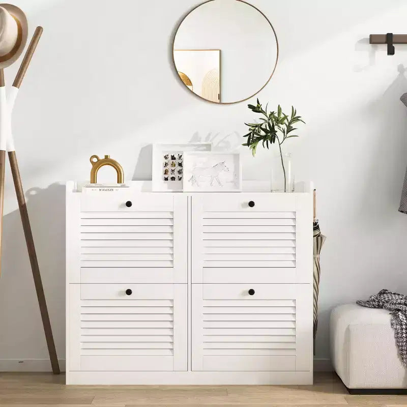 Shoe Storage Cabinet with Flip Drawers, Narrow Shoe Cabinet with Wooden Legs, Freestanding Shoes Rack Organizer for Hallway, Bedroom, Living Room