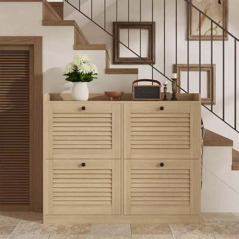 Shoe Storage Cabinet with Flip Drawers, Narrow Shoe Cabinet with Wooden Legs, Freestanding Shoes Rack Organizer for Hallway, Bedroom, Living Room
