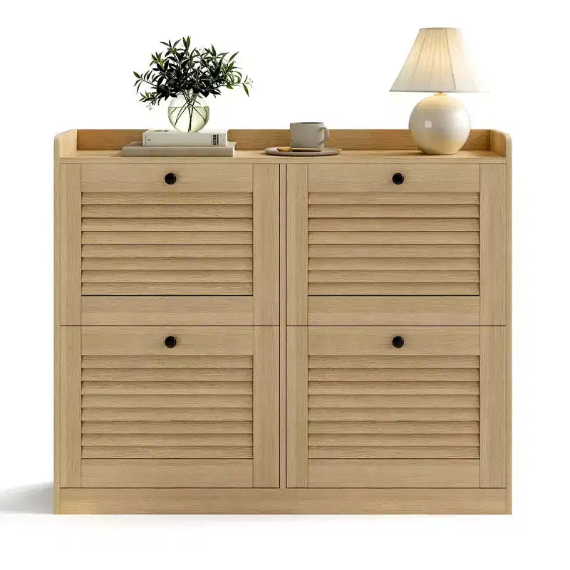 Shoe Storage Cabinet with Flip Drawers, Narrow Shoe Cabinet with Wooden Legs, Freestanding Shoes Rack Organizer for Hallway, Bedroom, Living Room