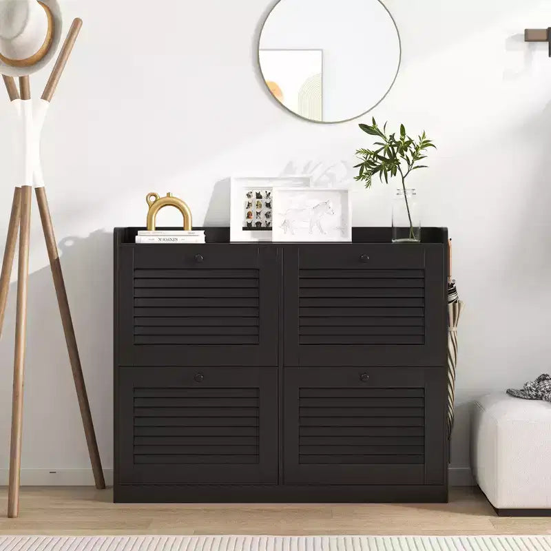 Shoe Storage Cabinet with Flip Drawers, Narrow Shoe Cabinet with Wooden Legs, Freestanding Shoes Rack Organizer for Hallway, Bedroom, Living Room