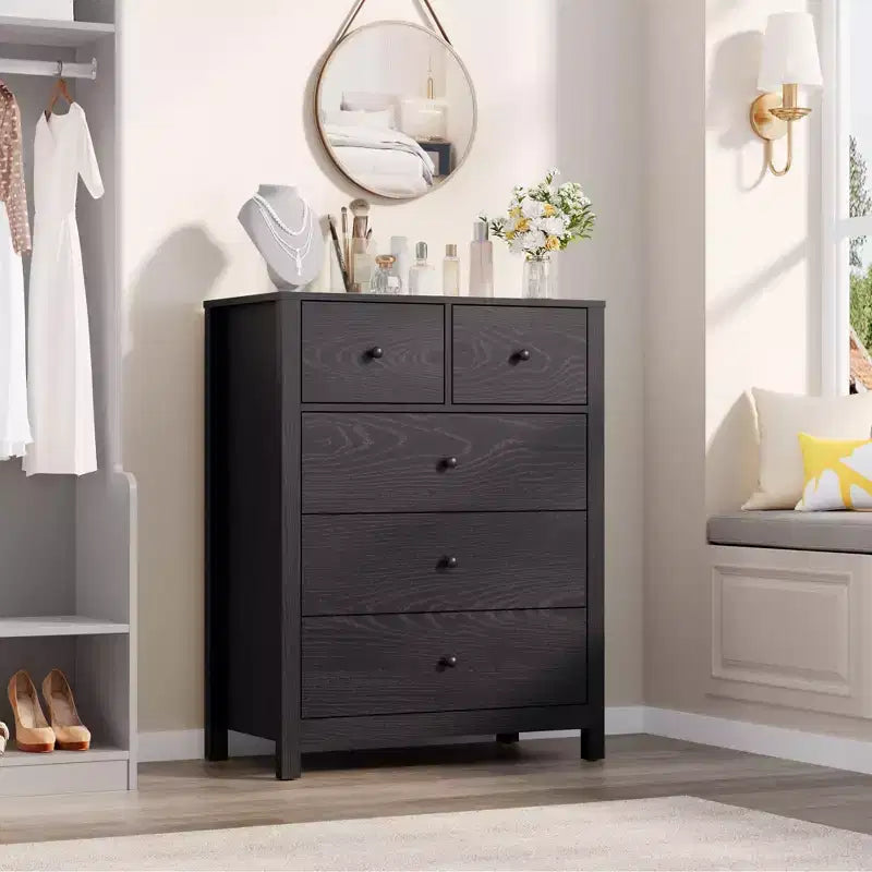 5 Drawer Dresser, Modern Dresser Organizer with Storage Drawers, Wooden Chests of Drawers for Bedroom, Entryway, Hallway