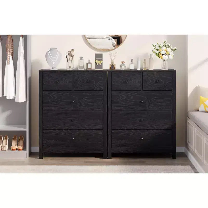 5 Drawer Dresser, Modern Dresser Organizer with Storage Drawers, Wooden Chests of Drawers for Bedroom, Entryway, Hallway