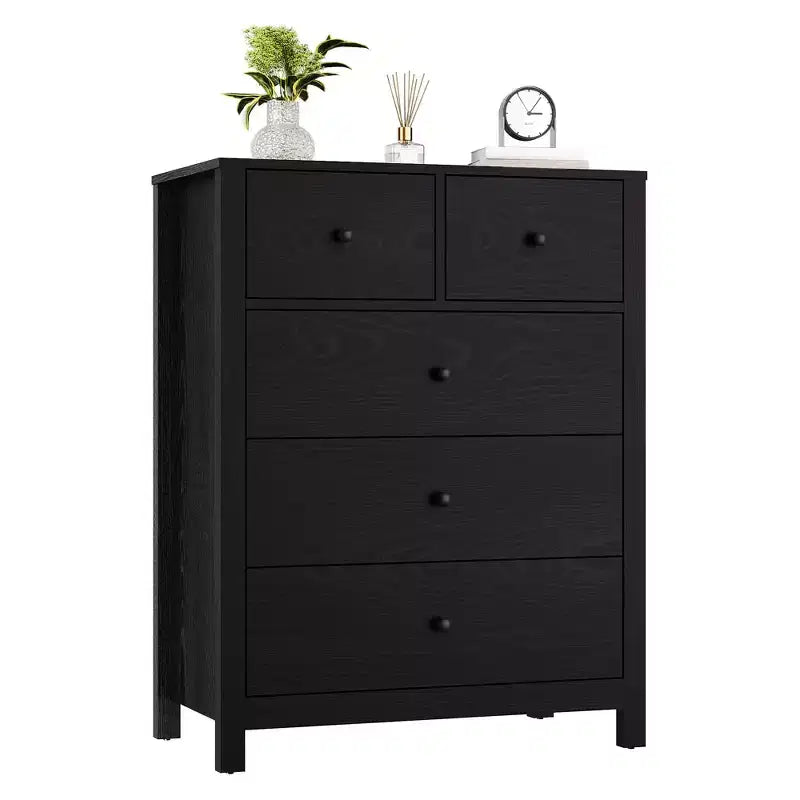 5 Drawer Dresser, Modern Dresser Organizer with Storage Drawers, Wooden Chests of Drawers for Bedroom, Entryway, Hallway