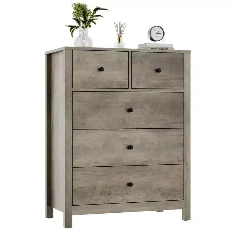 5 Drawer Dresser, Modern Dresser Organizer with Storage Drawers, Wooden Chests of Drawers for Bedroom, Entryway, Hallway