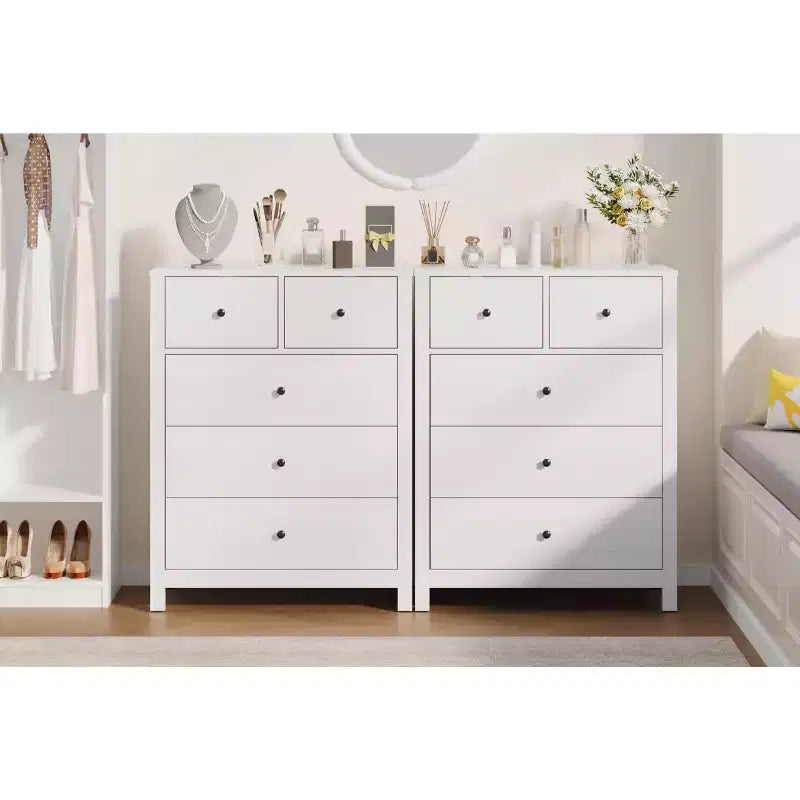 5 Drawer Dresser, Modern Dresser Organizer with Storage Drawers, Wooden Chests of Drawers for Bedroom, Entryway, Hallway