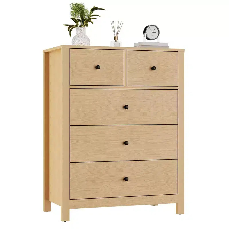 5 Drawer Dresser, Modern Dresser Organizer with Storage Drawers, Wooden Chests of Drawers for Bedroom, Entryway, Hallway