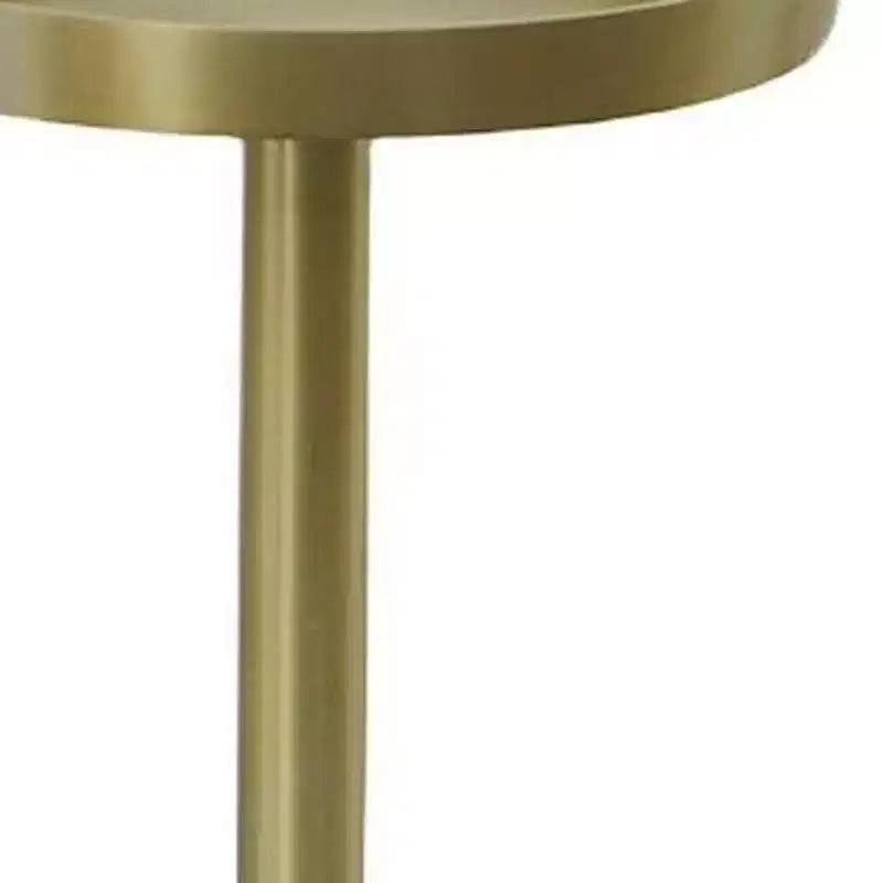 HomeRoots 24 Gold and White Metal Round Pedestal End Table
