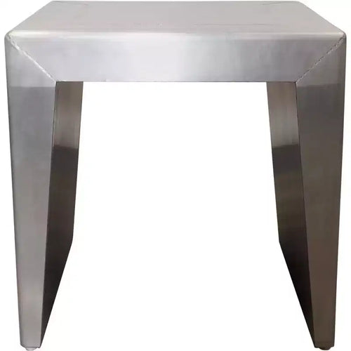 HomeRoots 24 Silver Aluminum and Solid Wood Square Sled End Table