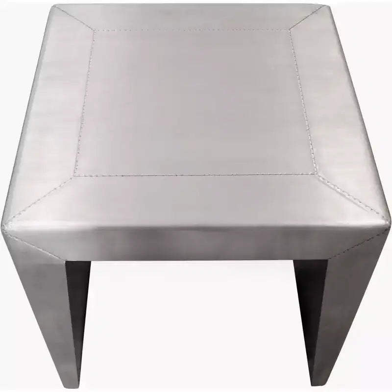 HomeRoots 24 Silver Aluminum and Solid Wood Square Sled End Table