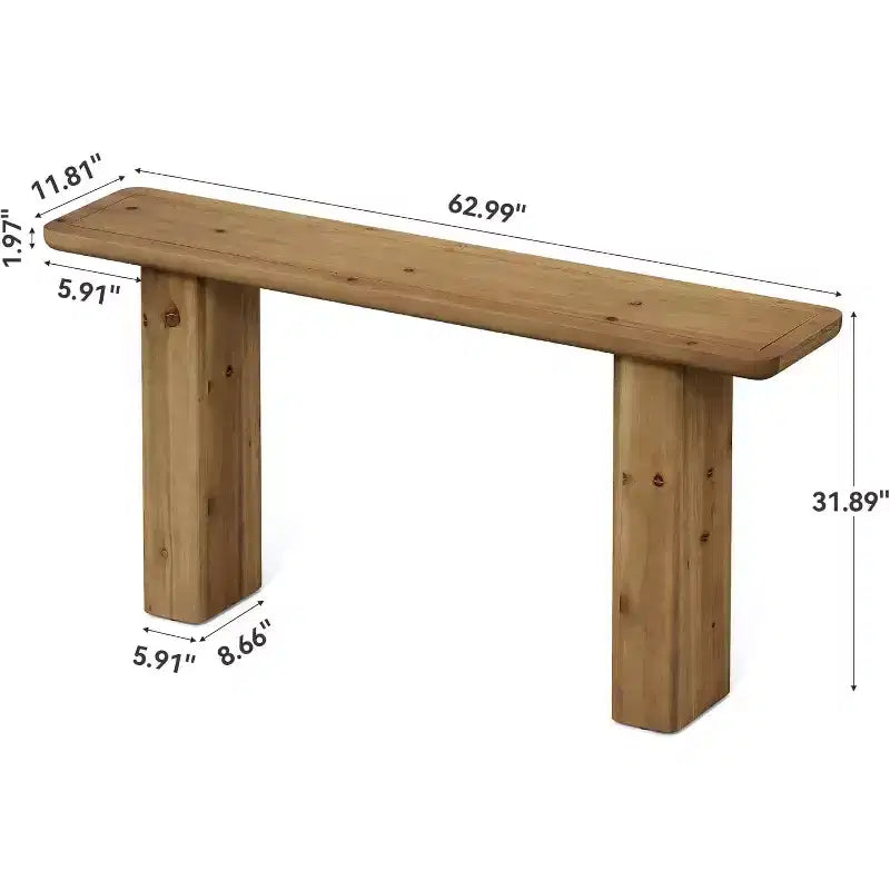 Lantine Solid Wood Console Table, 63-Inch Long Entryway Table, Rustic Sofa Table for Living Room, Foyer, Hallway, Easy Assembly