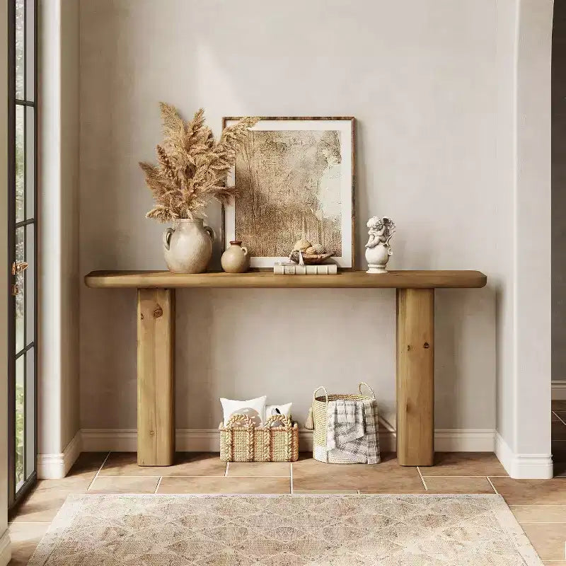 Lantine Solid Wood Console Table, 63-Inch Long Entryway Table, Rustic Sofa Table for Living Room, Foyer, Hallway, Easy Assembly