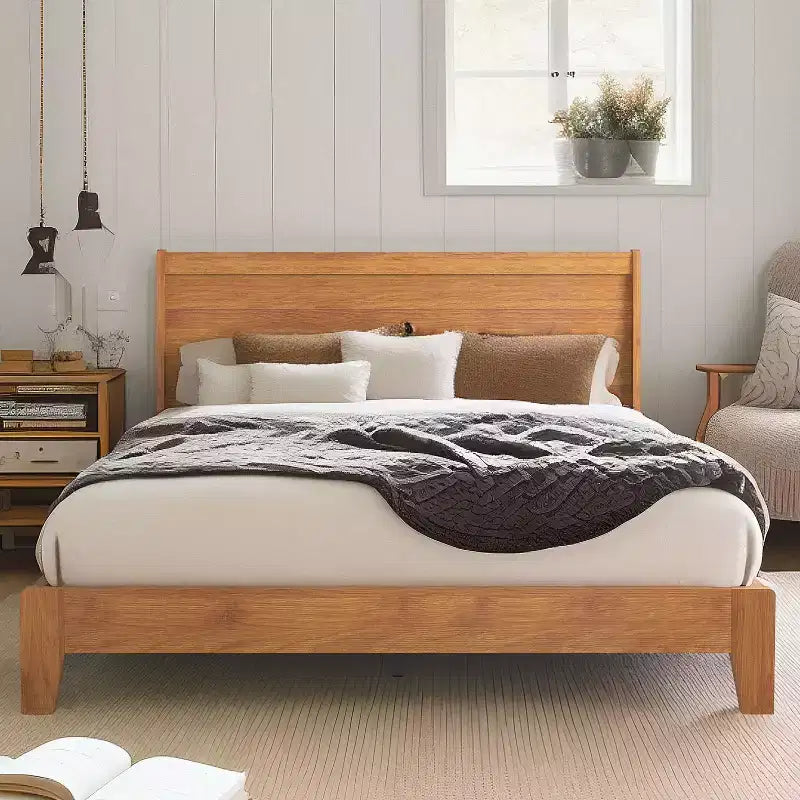 Galano Queen Abby Serene Bed with Headboard Amber Walnut