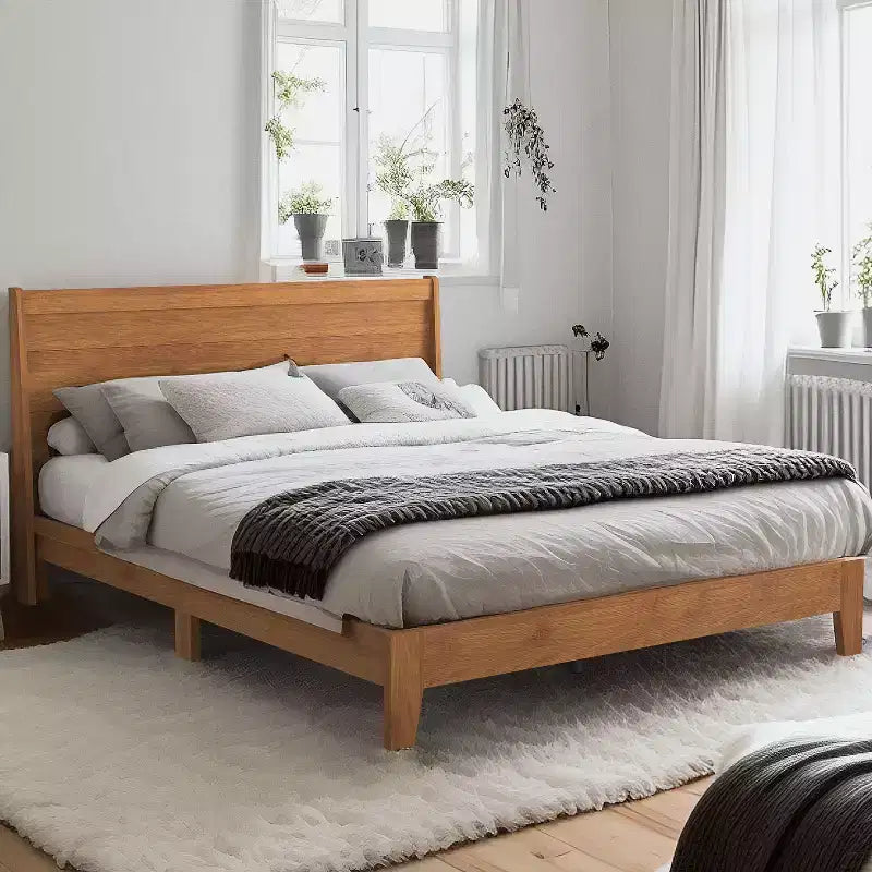 Galano Queen Abby Serene Bed with Headboard Amber Walnut