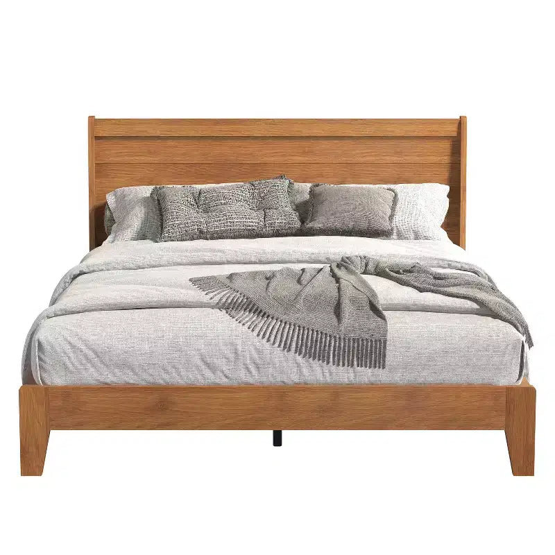 Galano Queen Abby Serene Bed with Headboard Amber Walnut