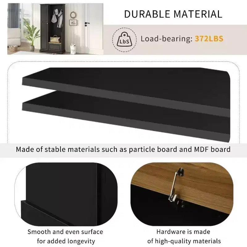 Minimalist Hallway Shoe Cabinet with Flip-Top Bench, Multi-Functional Entryway Furniture,Adjustable Shelves & Entry Hooks