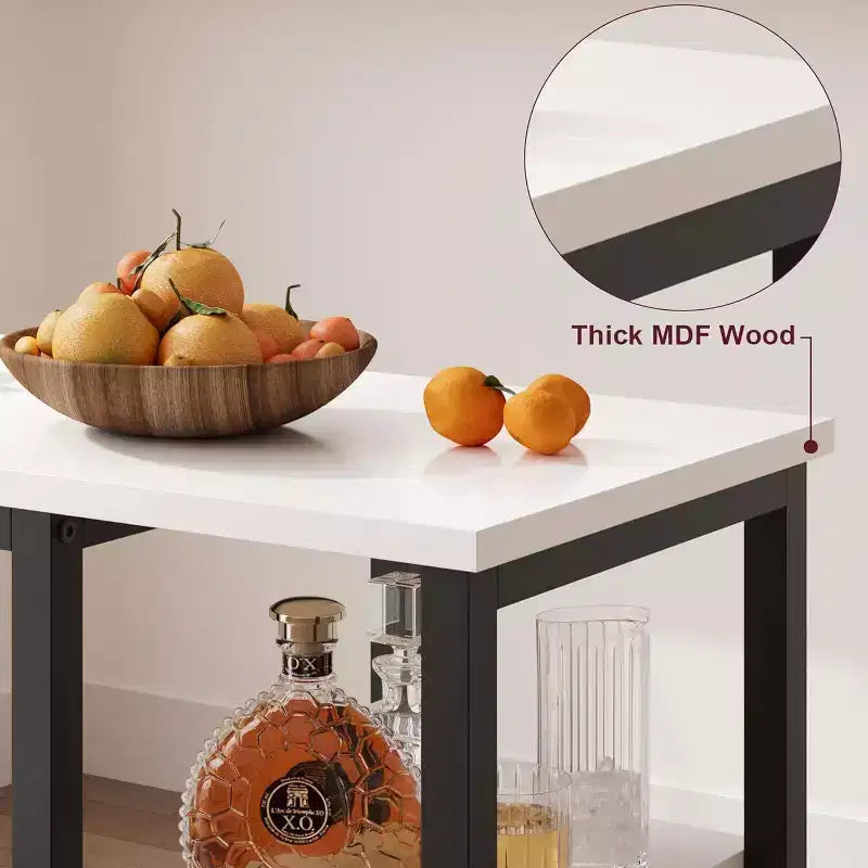 Acekool 2-Person Bistro Set - Space-Saving Table w/3 Storage Shelves