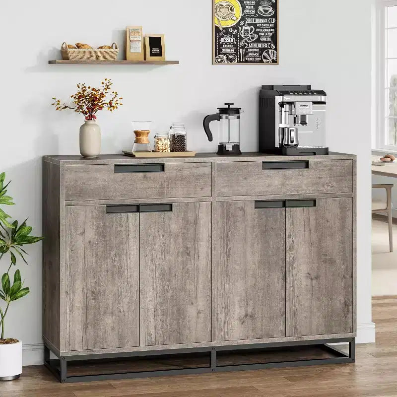 COZONY 55 Sideboard Buffet Cabinet, Large Kitchen Storage Cabinet with 2 Drawers & 4 Doors, Coffee Bar Table for Dining Room