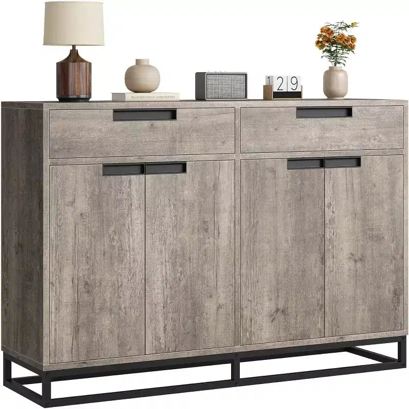 COZONY 55 Sideboard Buffet Cabinet, Large Kitchen Storage Cabinet with 2 Drawers & 4 Doors, Coffee Bar Table for Dining Room