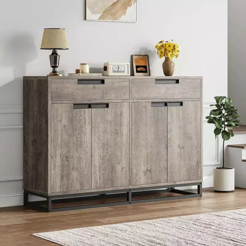 COZONY 55 Sideboard Buffet Cabinet, Large Kitchen Storage Cabinet with 2 Drawers & 4 Doors, Coffee Bar Table for Dining Room