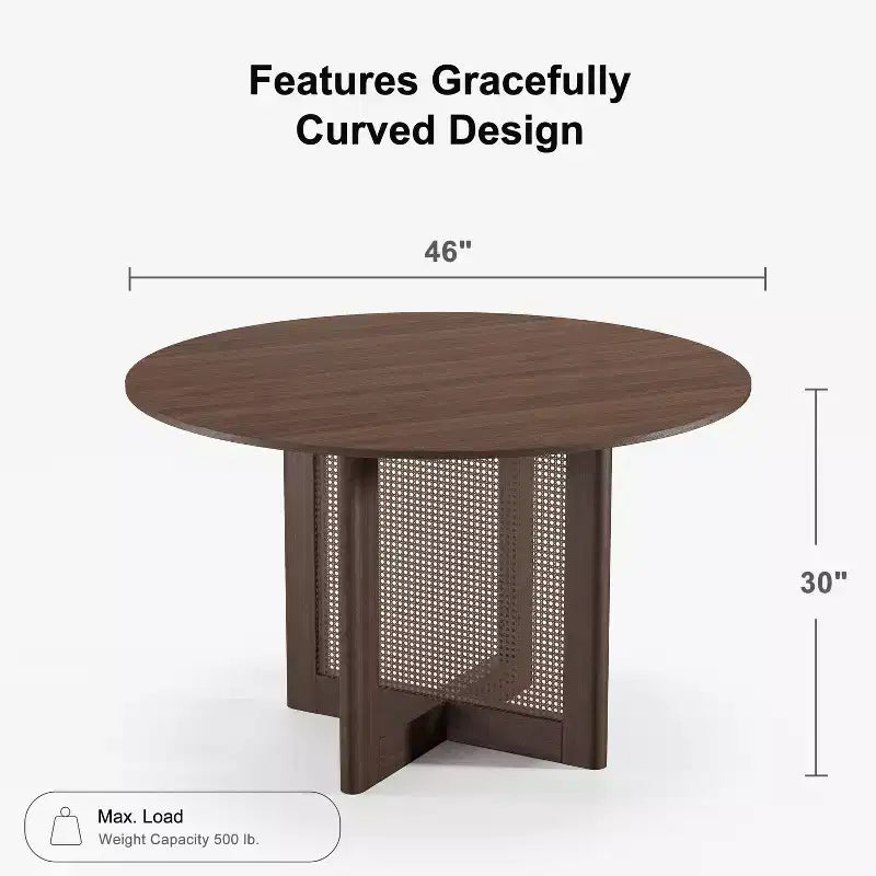 MAYEERTY 46 Wood Round Dining Table for 4, Farmhouse Modern Kitchen & Dining Room Table