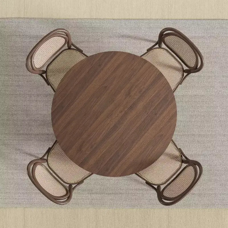 MAYEERTY 46 Wood Round Dining Table for 4, Farmhouse Modern Kitchen & Dining Room Table