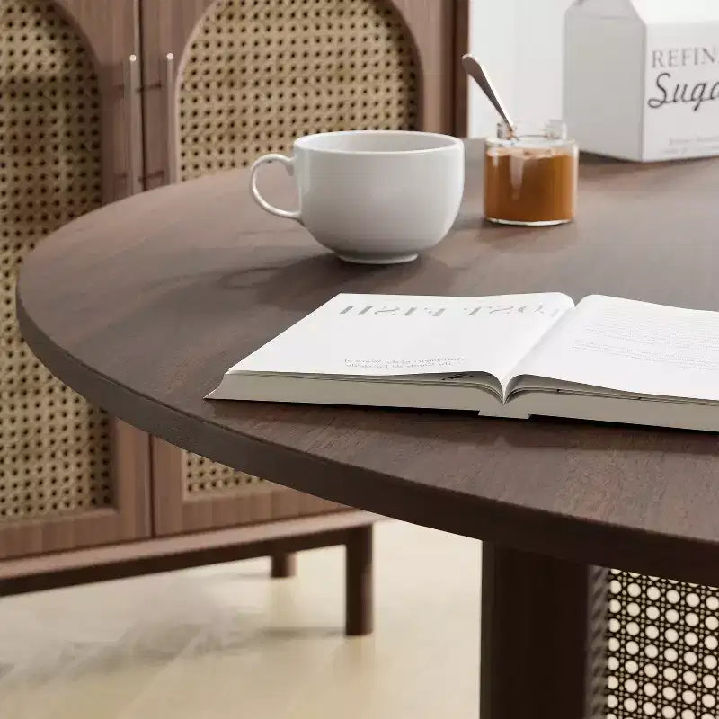 MAYEERTY 46 Wood Round Dining Table for 4, Farmhouse Modern Kitchen & Dining Room Table