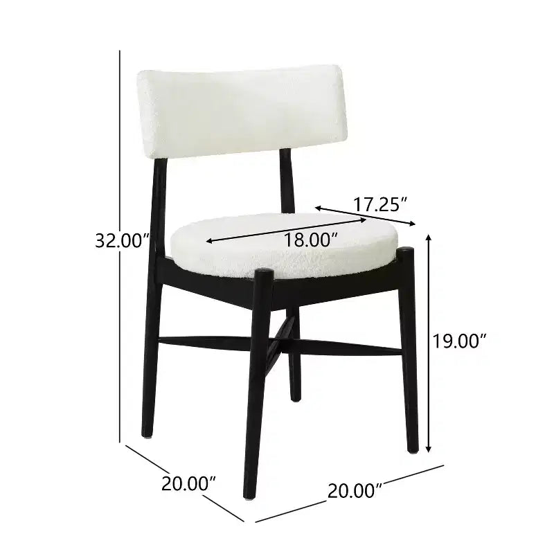Okak Set of 2 Mid Century Boucle Seat & Back Dining Chair Without Arm,Wooden Accent Dining Chairs for Dining Room,Kitchen