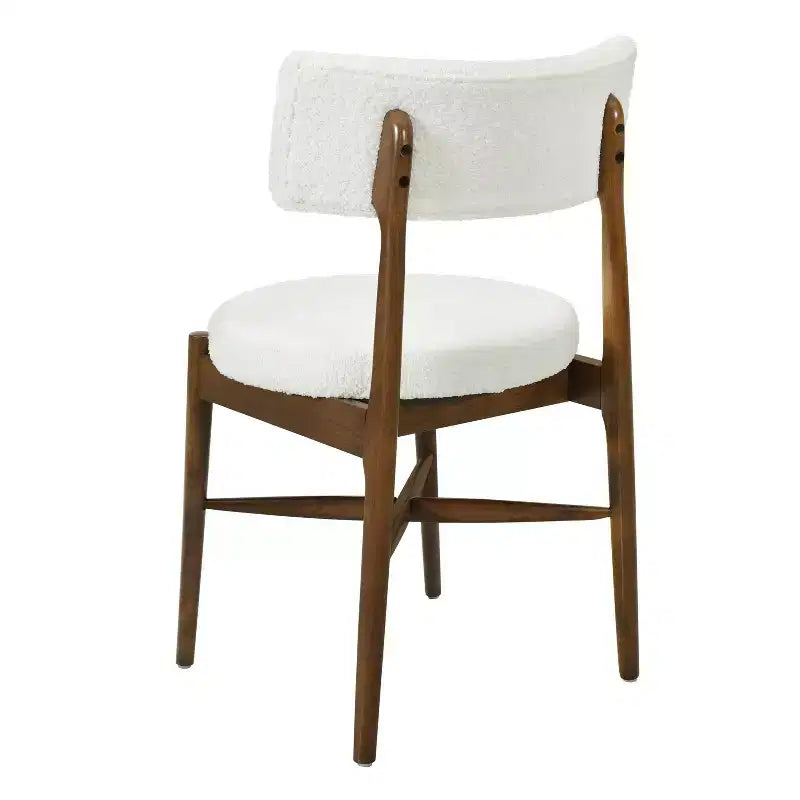 Okak Set of 2 Mid Century Boucle Seat & Back Dining Chair Without Arm,Wooden Accent Dining Chairs for Dining Room,Kitchen