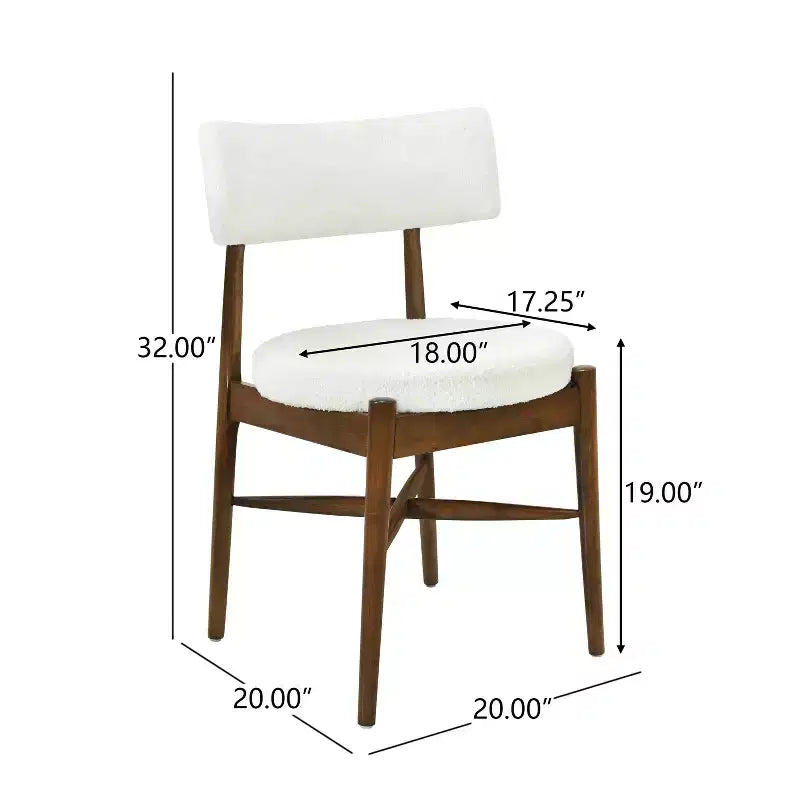 Okak Set of 2 Mid Century Boucle Seat & Back Dining Chair Without Arm,Wooden Accent Dining Chairs for Dining Room,Kitchen