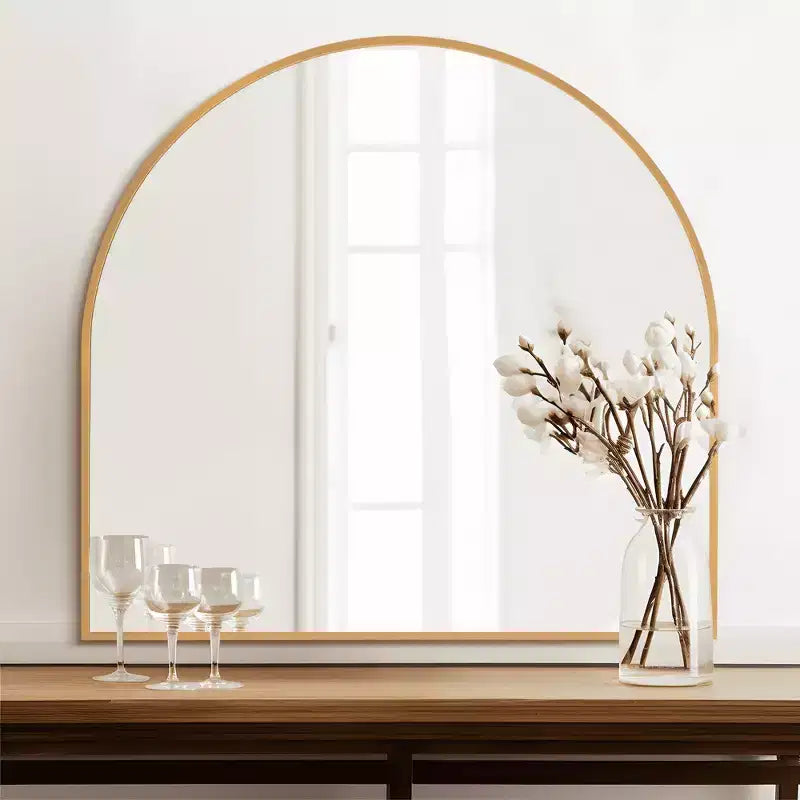 MAYEERTY Hanging Mirror Aluminum Alloy Thin Edge Right Angle Arch Gold