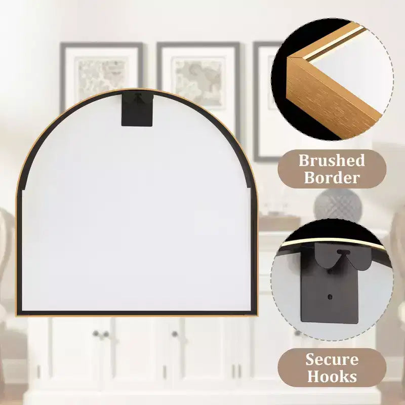 MAYEERTY Hanging Mirror Aluminum Alloy Thin Edge Right Angle Arch Gold